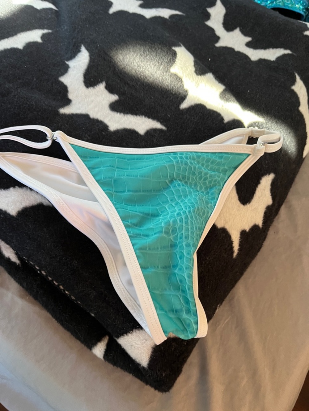 White-Trim Teal Bikini Bottom - Women's Swim